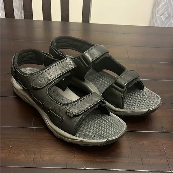 Sperry Top Sider Rivington Black Leather Sandals Shoes new Mens Size 13